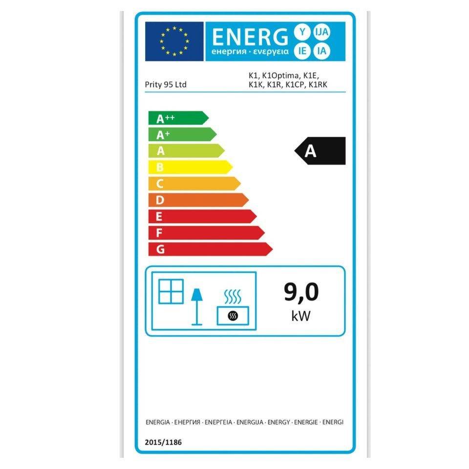 Kaminofen Prity K1 CP 9.5 kW dry wood fuel energy efficiency A rating compact design