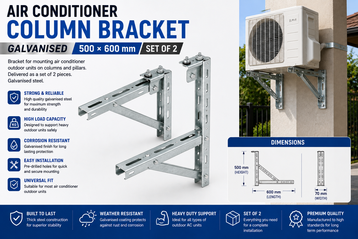 Air Conditioner Column Bracket Galvanised 500×600 mm – Set of 2