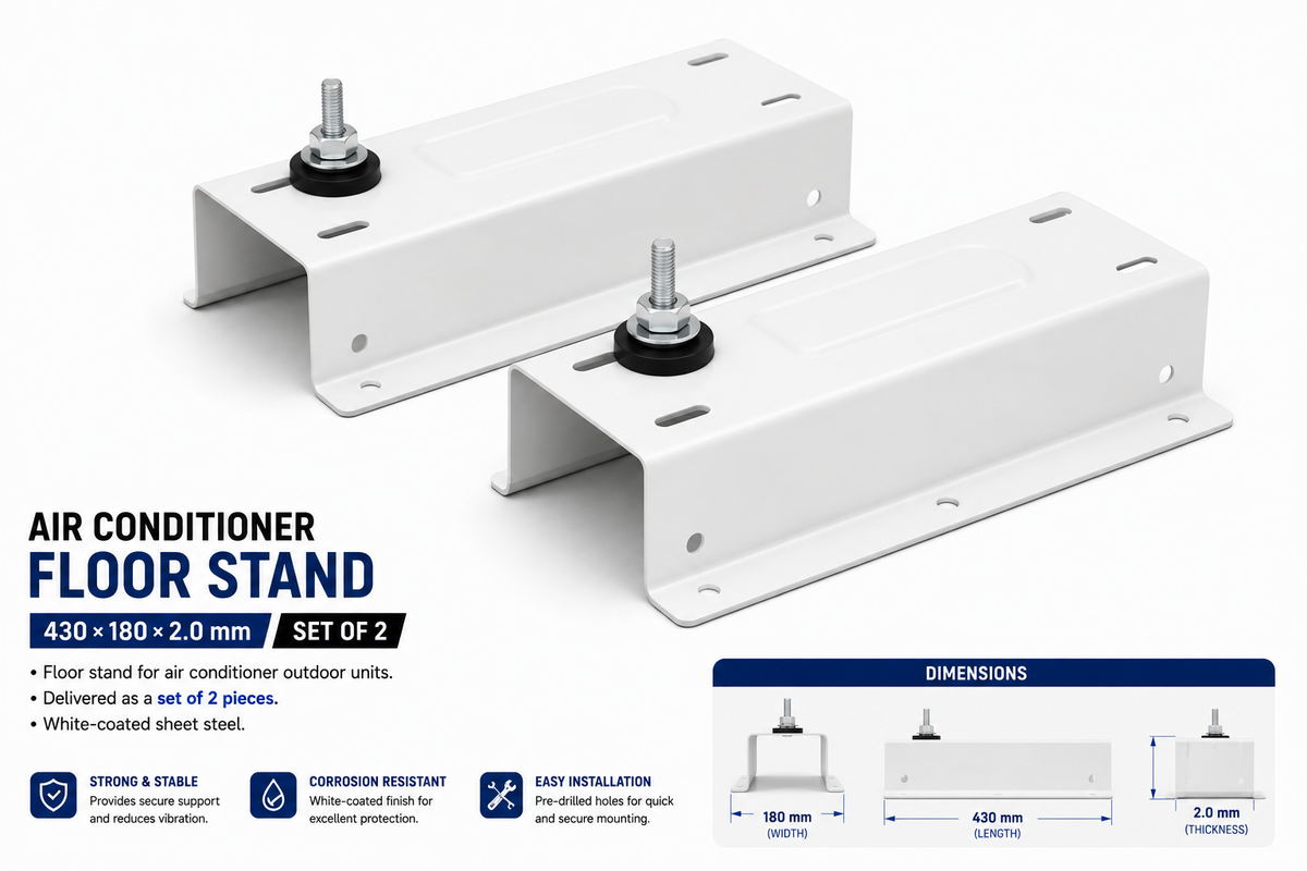 Air Conditioner Floor Stand White-Coated 430×180×2.0 mm – Set of 2