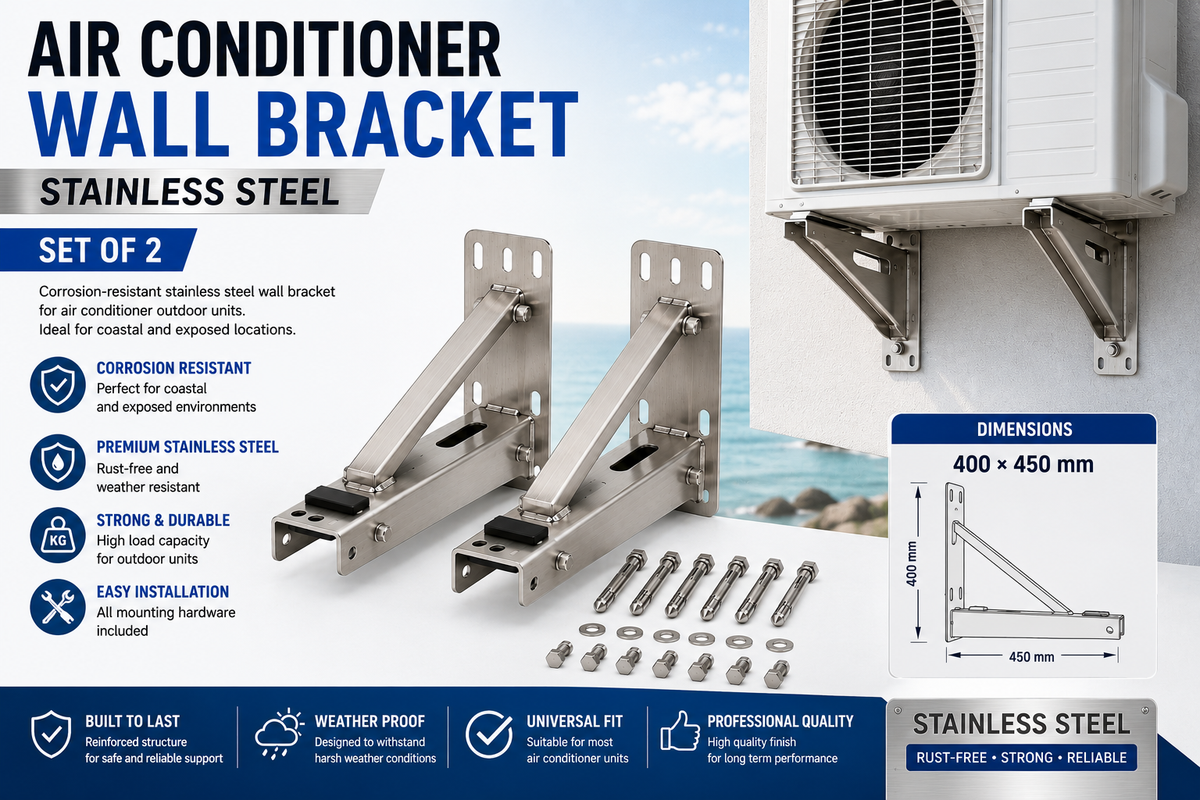 Air Conditioner Wall Bracket Stainless Steel 400×450 mm – Set of 2