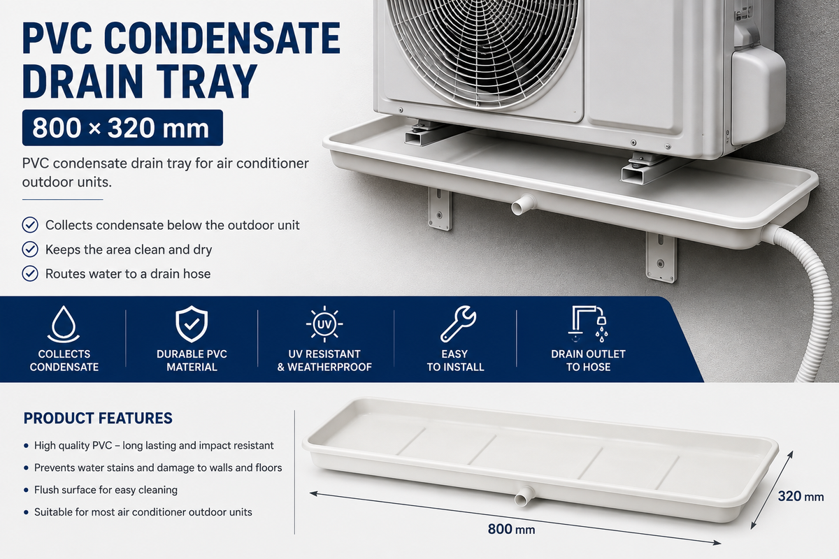 PVC Condensate Drain Tray 800×320 mm