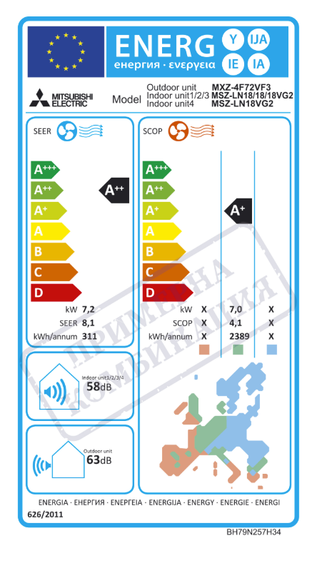 Mitsubishi Electric MXZ-4F72VF Multi-Split Außengerät – 24.000 BTU (A++/A+)