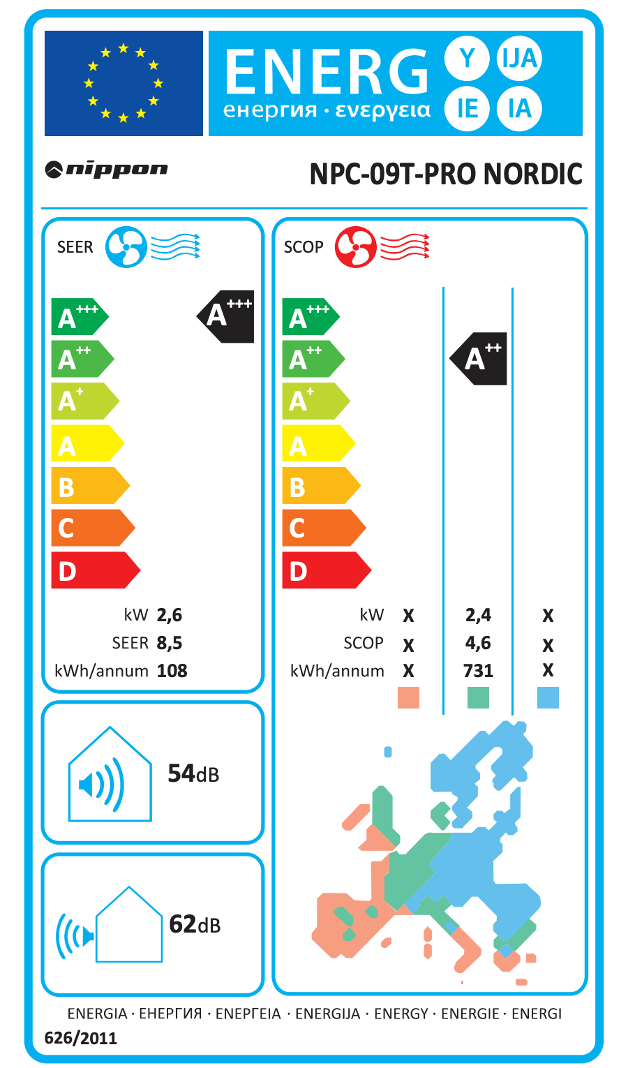 Inverter Air conditioner Nippon NPC 09 T-PRO NORDIC
