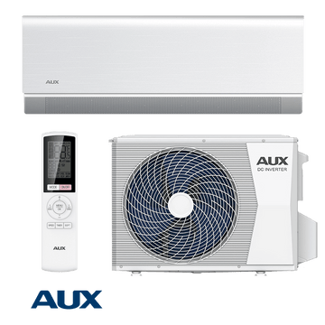 AUX Inverter Air Conditioner ASW-H24F4A4 indoor unit, outdoor unit, and remote control with Wi-Fi and 24,000 BTU cooling capacity for rooms up to 41m².