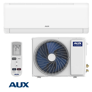 AUX Neo ASW-H24F7A4/QDR3DI-B9 inverter air conditioner with 24000 BTU, Wi-Fi ready, vitamin C and carbon filters, self-cleaning function, remote control, and energy-efficient design.
