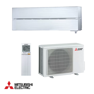 Mitsubishi Electric MSZ-LN35VGV + MUZ-LN35VG inverter air conditioner with remote control, sleek indoor unit, and efficient outdoor compressor.