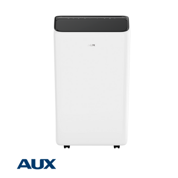 AUX AM-12C4A4/QAR2-B6 mobile inverter air conditioner with eco-friendly R290 refrigerant, 360° swivel wheels, and quiet operation for small to medium rooms.