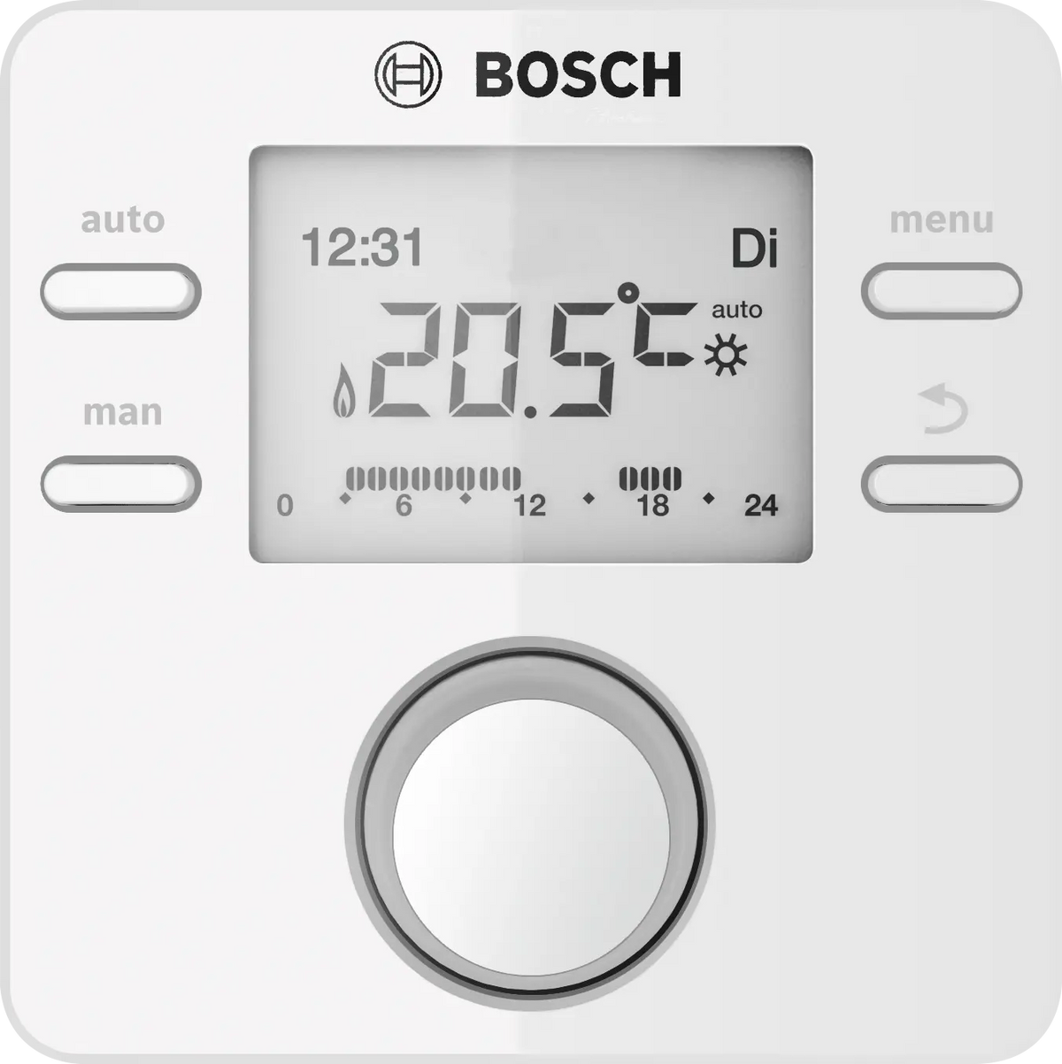Bosch CW100 outdoor temperature-based controller with backlit display and solar function for energy-effizient heating management