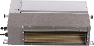 Bosch Climate 5000iU D indoor ducted air conditioning unit with flat design and large airflow for efficient heating and cooling.