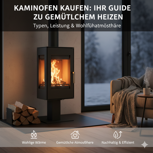 moderner Kaminofen im Wohnzimmer für effizientes Heizen und gemütliche Atmosphäre beim Kaminofen kaufen Guide
