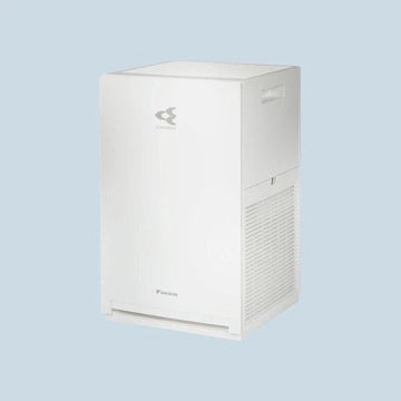 Daikin MC30Y air purifier with electrostatic HEPA filter, compact white design, and silent operation for large room air purification