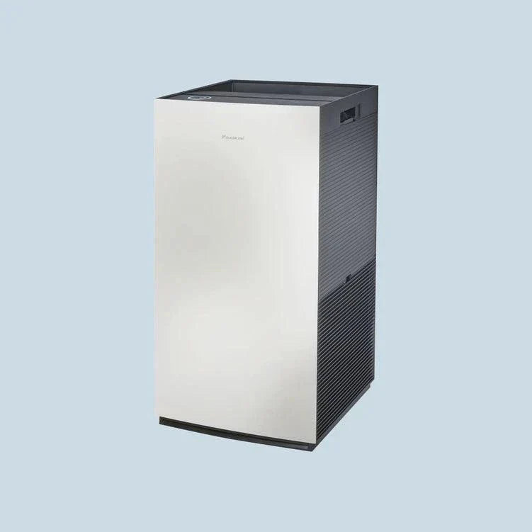 Daikin MC80Z air purifier with electrostatic HEPA filter, WLAN control, quiet operation, and large room coverage up to 124 sqm.