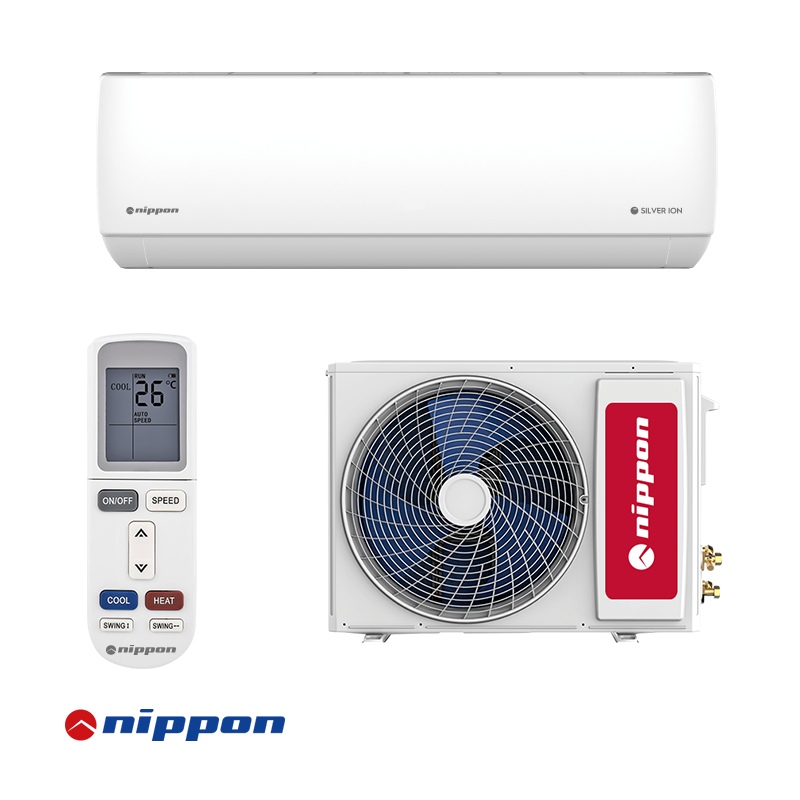 Nippon KFR 09DC Silver Ion smart inverter air conditioner with remote and outdoor unit, 9,000 BTU, Wi-Fi control, antibacterial filter, energy class A++/A+, for rooms up to 18 sqm