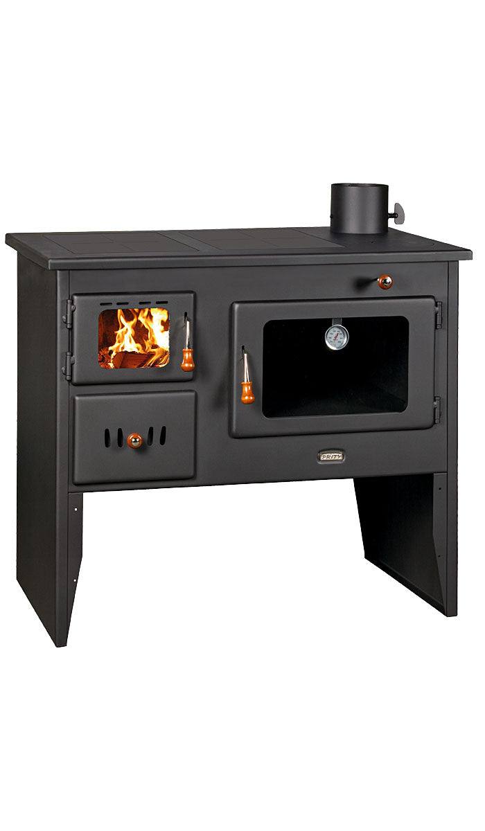 Kaminofen Prity 2P41 15kW wood stove with A energy efficiency and detailed technical specifications table