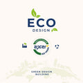 Eco-friendly certified office desk design with APCER ISO 14006 sustainability standard and green building concept logo