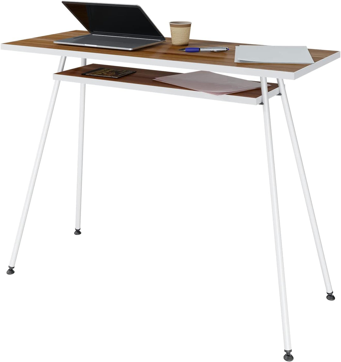 Desk, Office Desk, Computer Desk, Kost Dash - White & Walnut Troia Levira