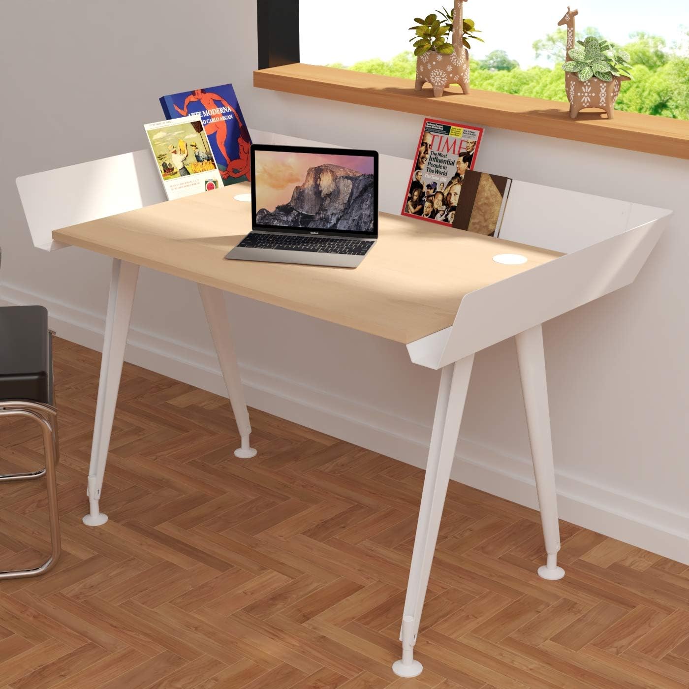 Levira Tern Desk – Mått, vit och bökfinish, 100 x 60 x 72 cm