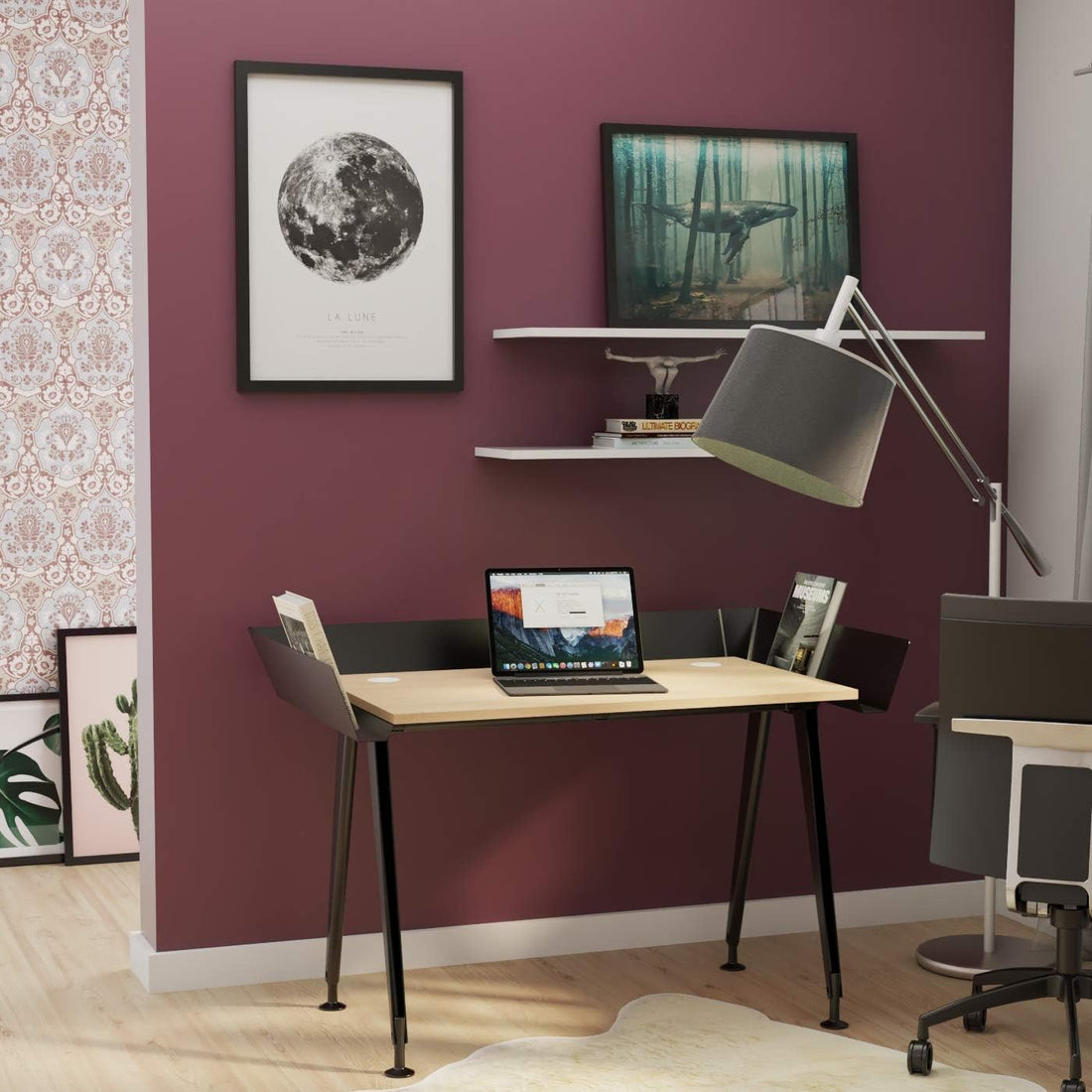 Computer Desk – Modern Desk Tern, 100 x 60 x 72 cm, White/Black Levira