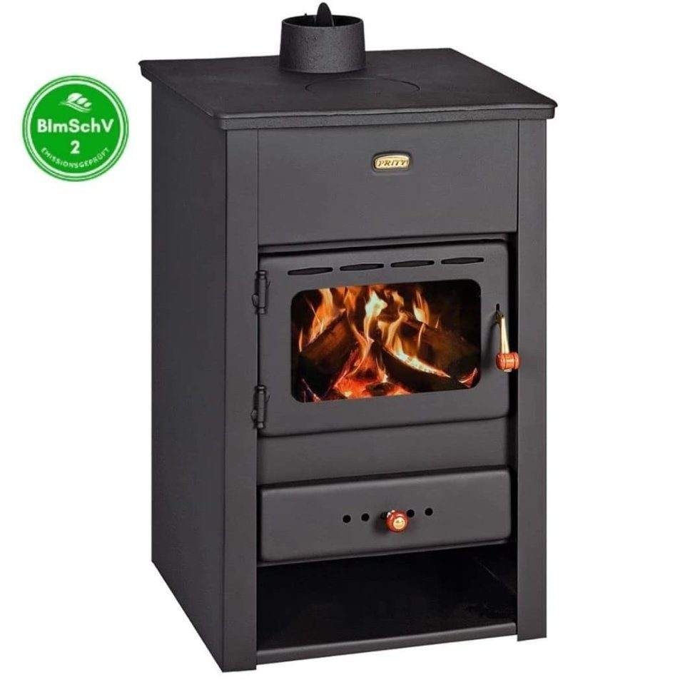 Fireplace PRITY K2 CP energy efficiency label with detailed product specifications table