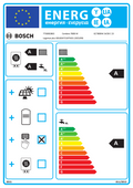 Bosch Condens 7800i W wall-mounted gas boiler energy rating label showing high efficiency and eco-friendly heating performance.