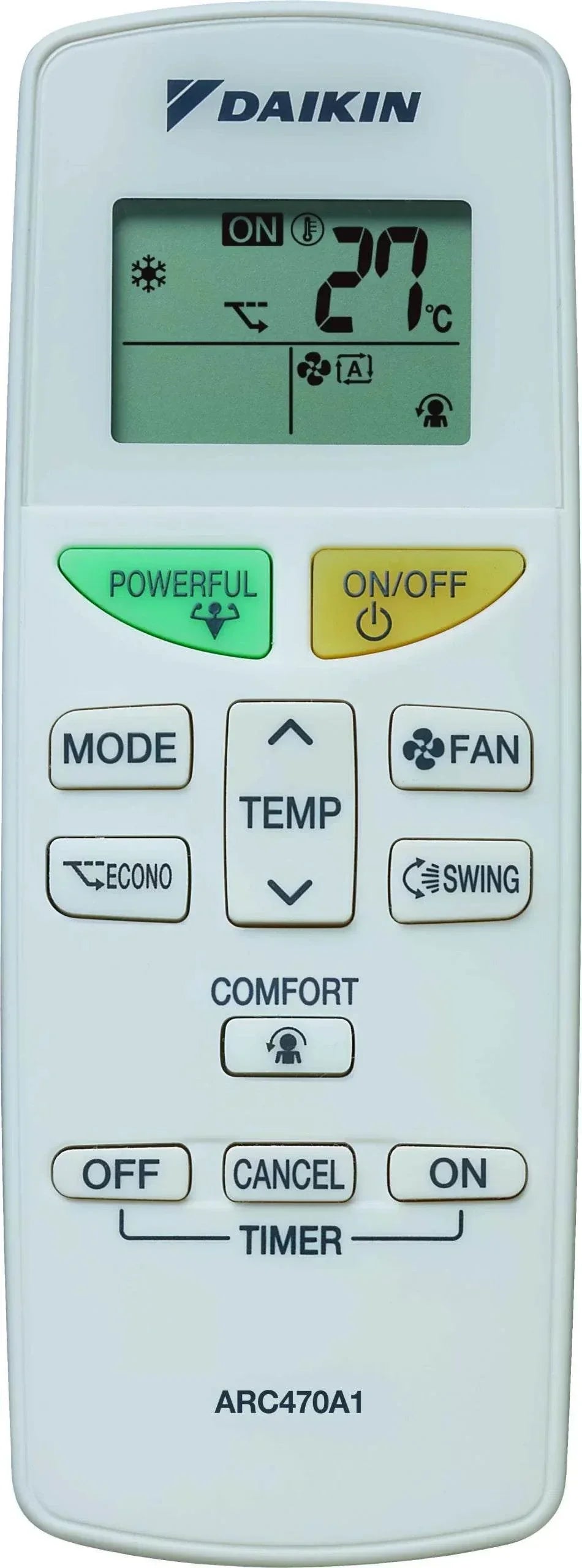 Daikin Sensira FTXF50F Klimaanlage Fernbedienung with temperature display and function buttons