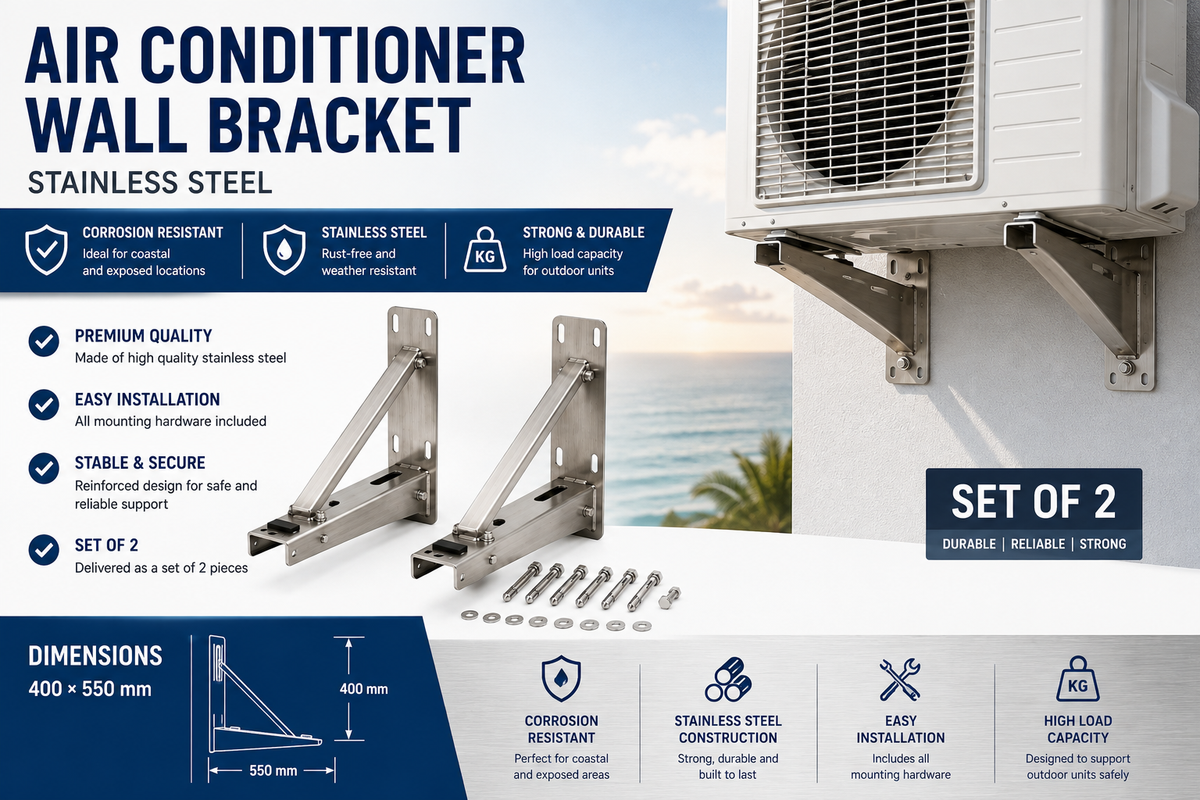 Air Conditioner Wall Bracket Stainless Steel 400×550 mm – Set of 2