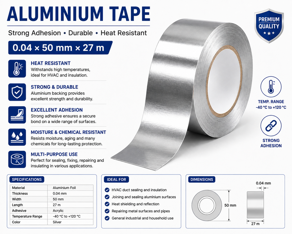 Aluminium Tape 0.04 × 50 mm × 27 m