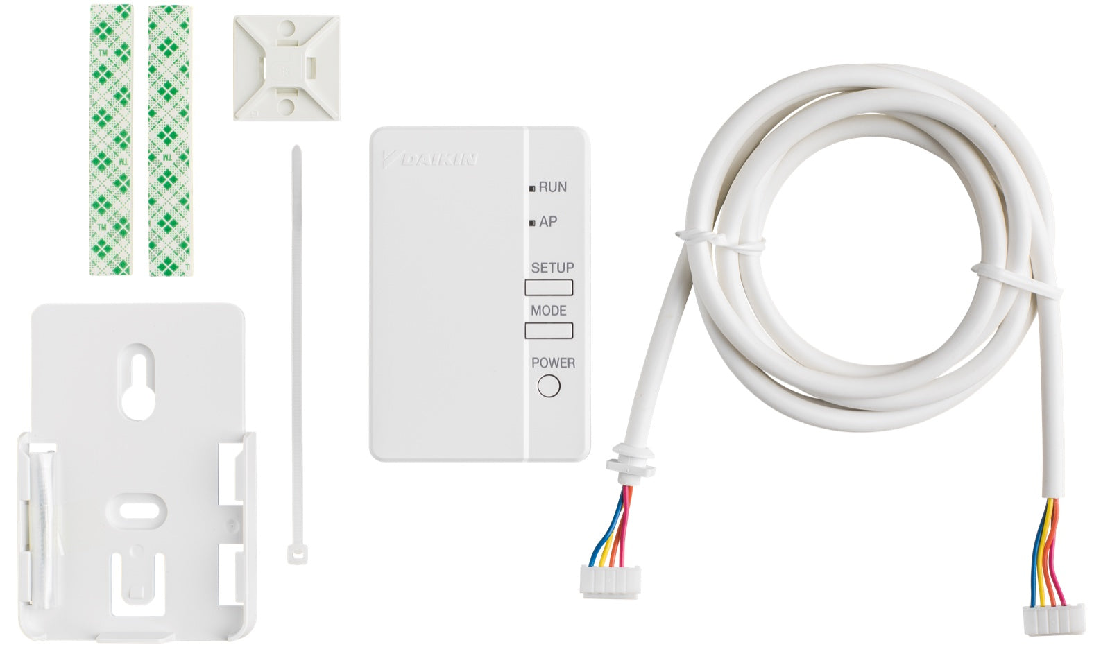 Daikin BRP069B42 WLAN-Adapter – Lieferumfang: Adapter, Halter, Kabel, Kabelbinder
