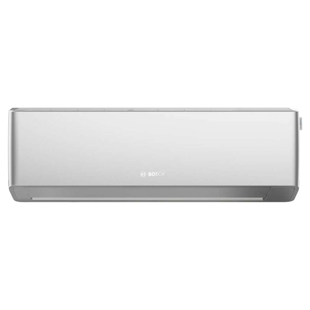 Bosch Climate 7000i silver inverter air conditioner with A+++ energy rating, multi-layer air filtration, smart Wi-Fi control, and ultra-quiet 19dB operation.