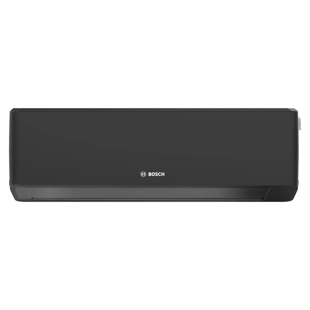 Bosch Climate 7000i black inverter air conditioner with A+++ energy rating, smart Wi-Fi control, ultra-quiet 19dB operation, and advanced air purification.
