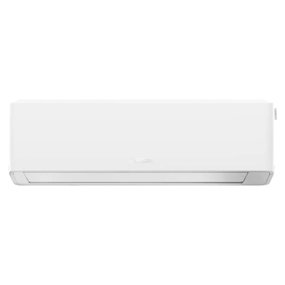 Bosch Climate 7000i inverter air conditioner in white with A+++ energy rating, smart Wi-Fi control, multi-layer air filtration, silent operation, and modern design.
