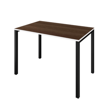 Ceou II Desk with black steel legs and dark wengue melamine top, minimalist office and computer desk design