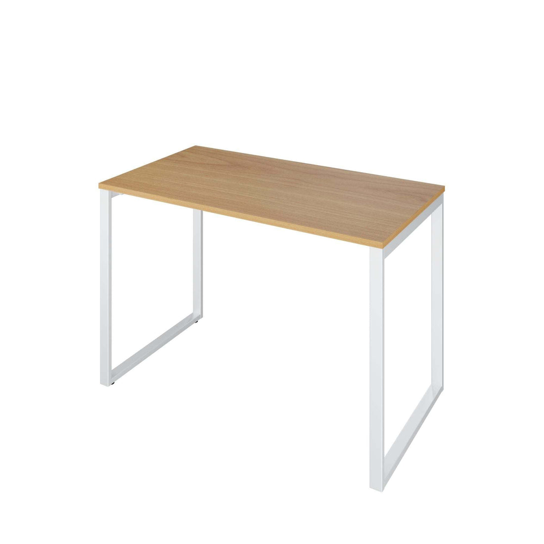 Computer Desk Fulda II with white steel legs and choco cherry wood tabletop, 110x60x74 cm, modern and sturdy design