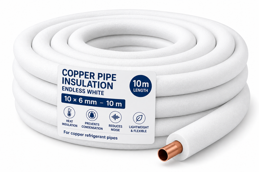 Copper Pipe Insulation Endless White 10×6 mm – 10 m