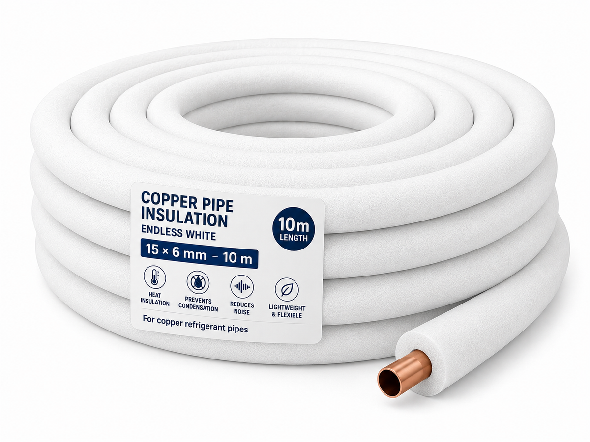 Copper Pipe Insulation Endless White 15×6 mm – 10 m