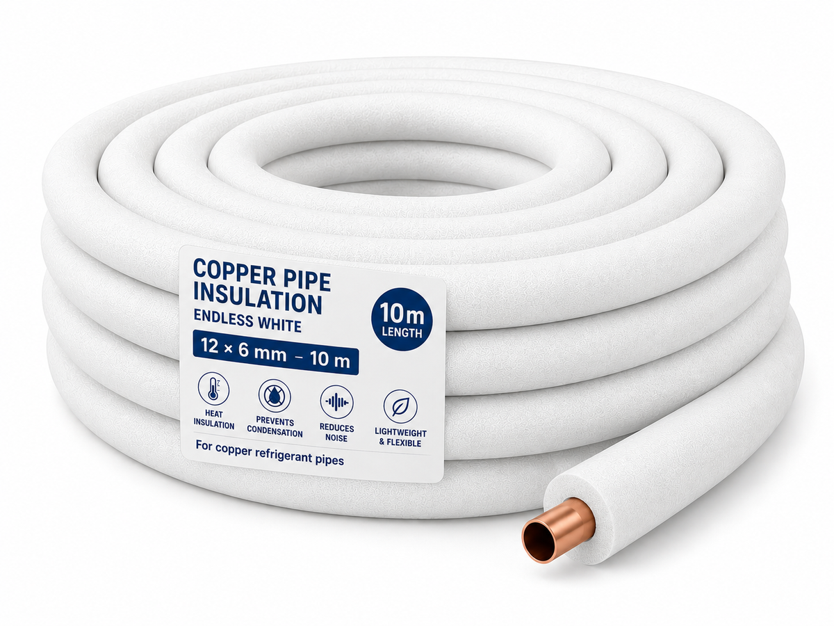 Copper Pipe Insulation Endless White 12×6 mm – 10 m