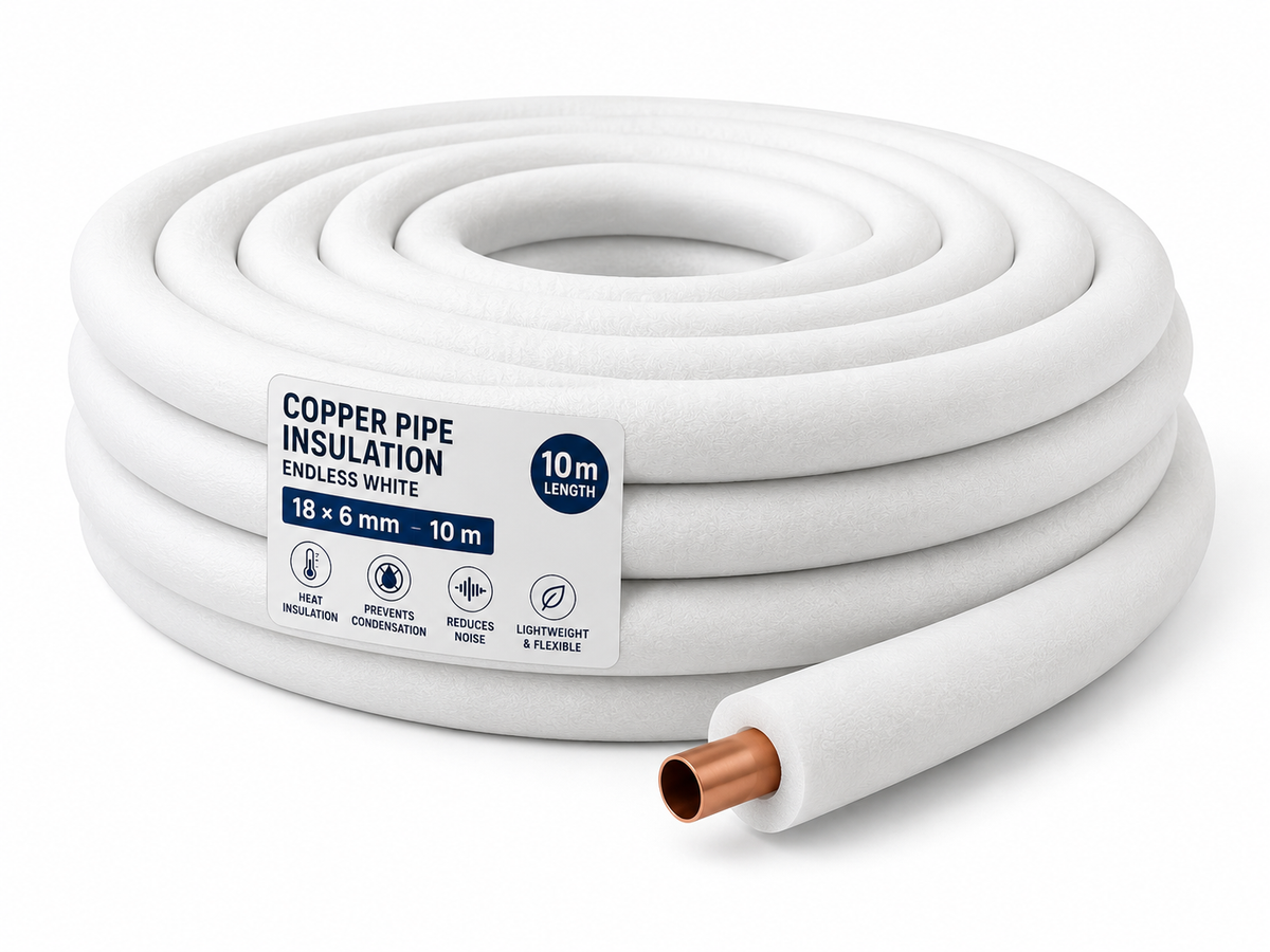 Copper Pipe Insulation Endless White 18×6 mm – 10 m