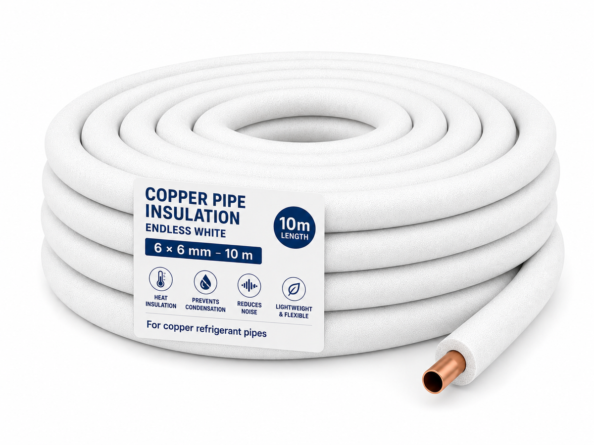 Copper Pipe Insulation Endless White 6×6 mm – 10 m