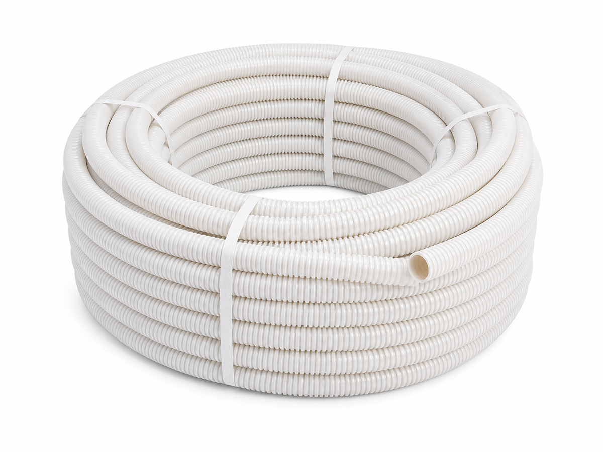 Corrugated PVC Condensate Drain Hose Ø32 mm (1-1/4″) – 50 m Roll