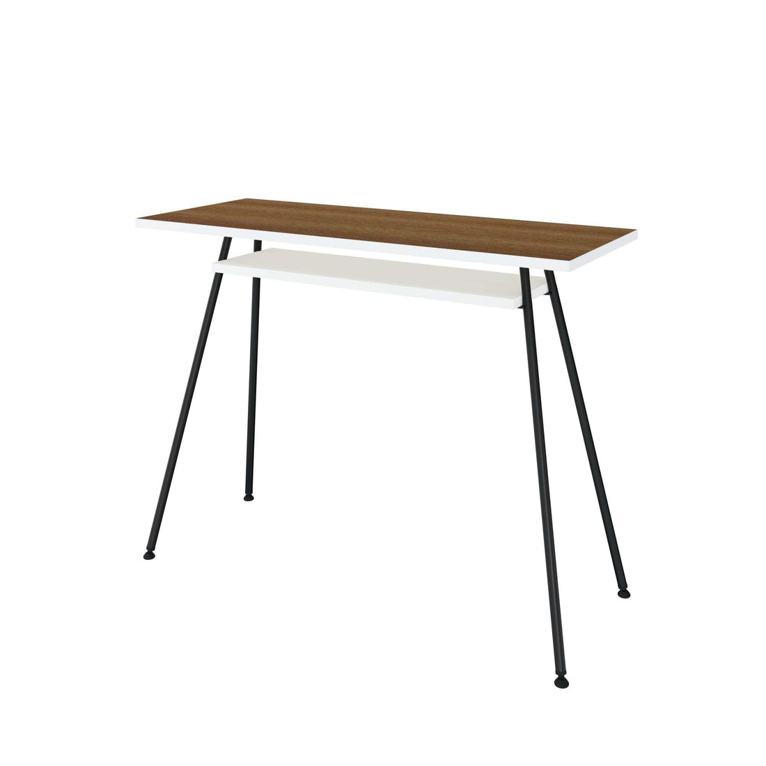 Black and dark wenge office desk with melamine top and steel legs, compact and stylish workspace solution