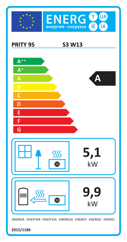 EU Energy Label Prity S3 W13 (EPREL 1268454)