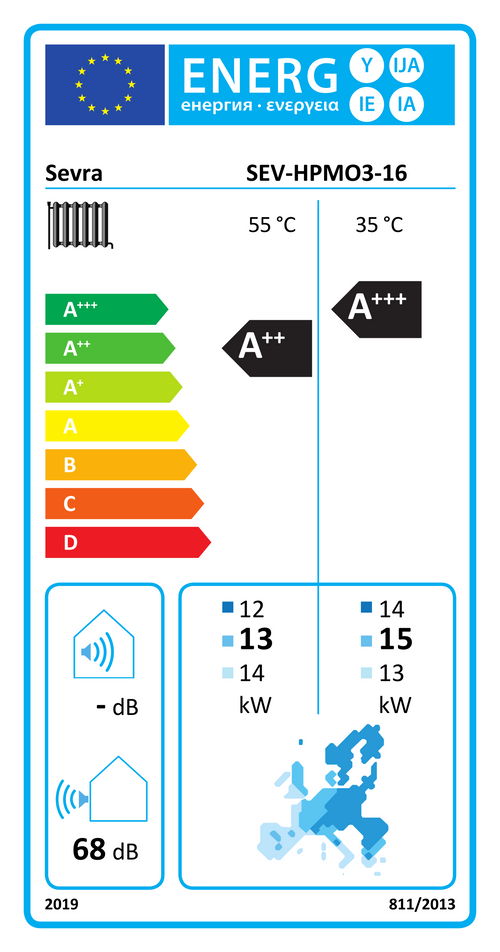 EU Energy Label SEV-HPMO3-16 (EPREL 2232706)
