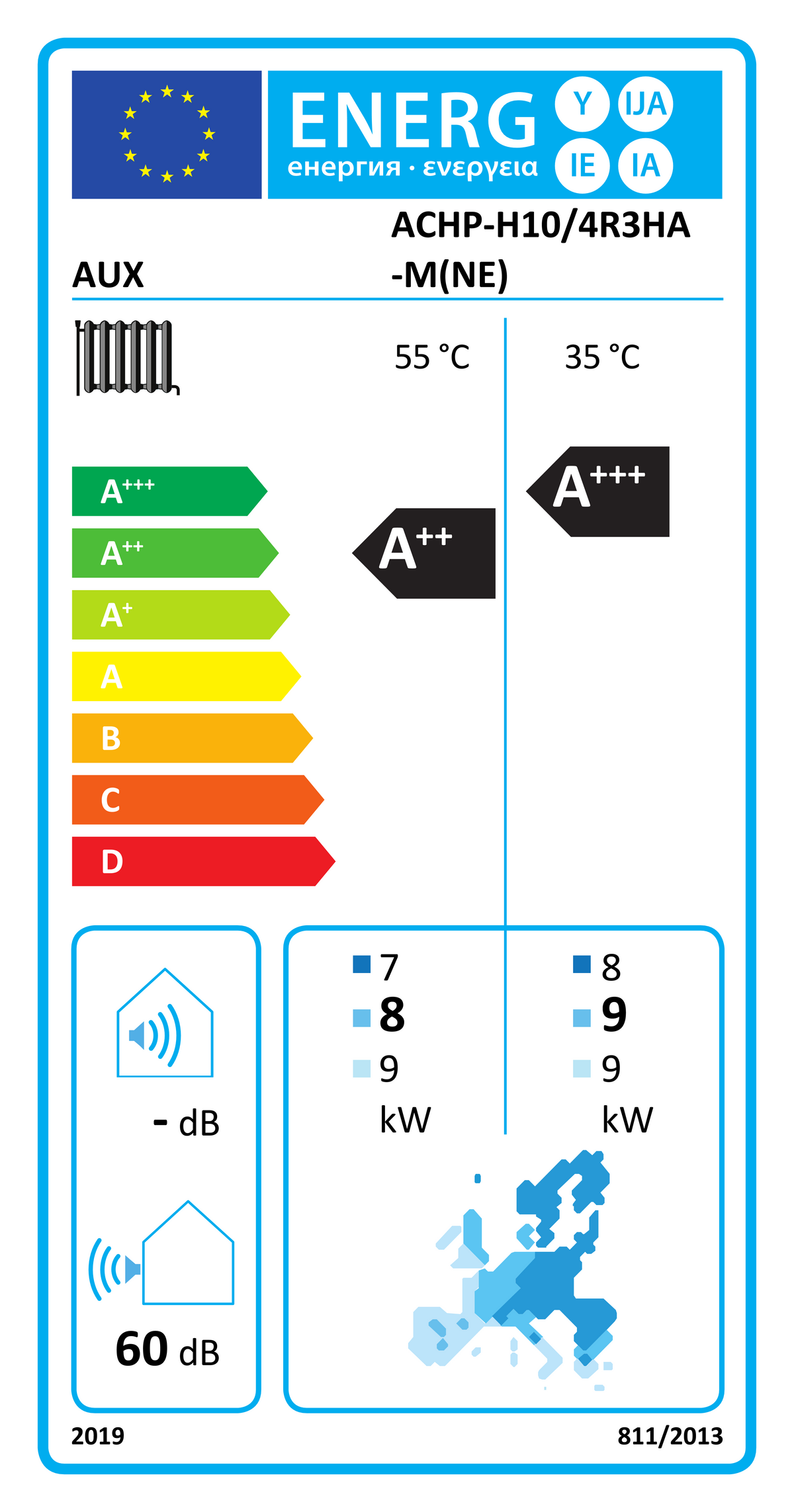 EU Energy Label ACHP-H10/4R3HA-M(NE) (EPREL 2475332)