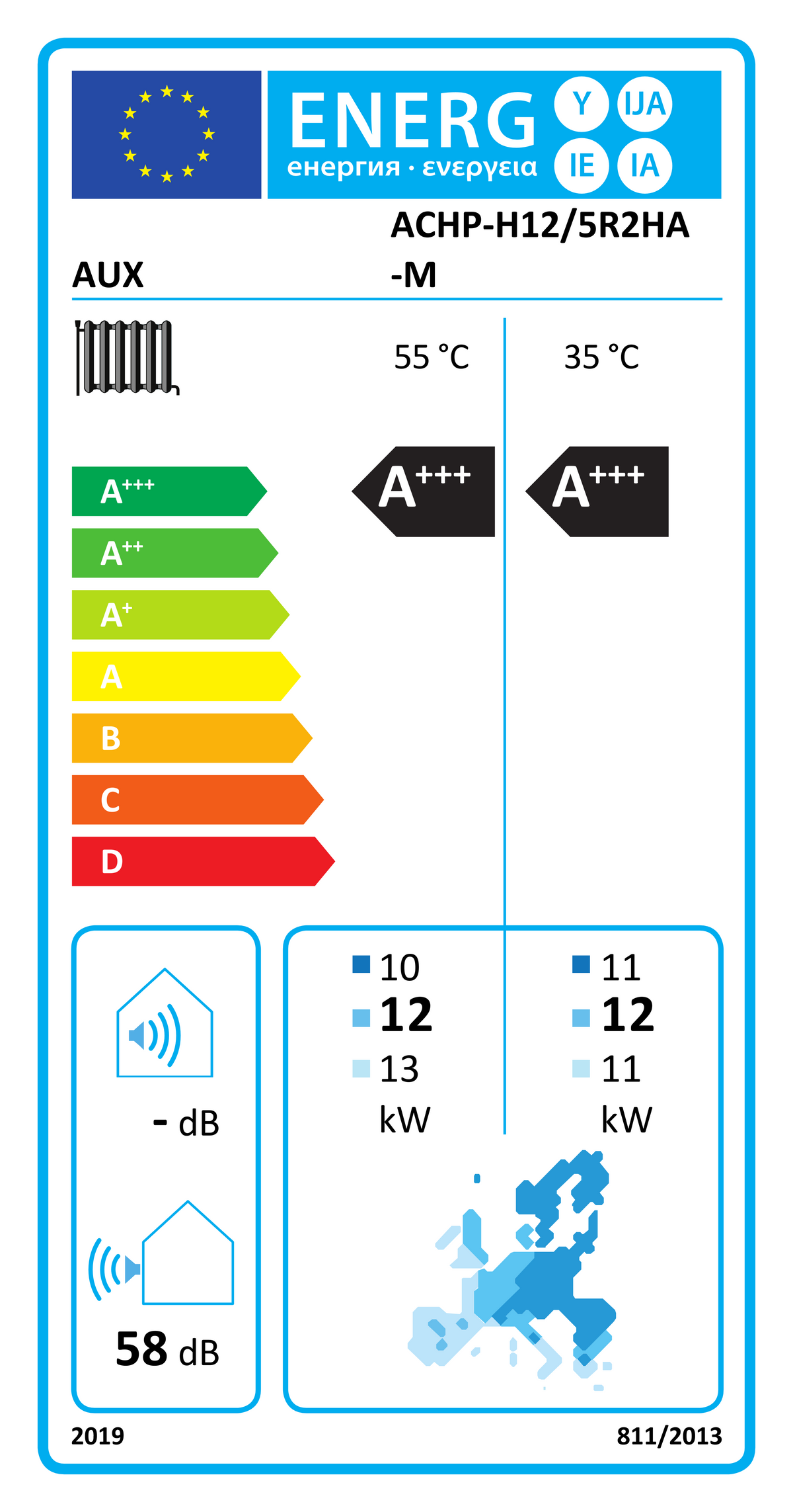 EU-Energielabel ACHP-H12/5R2HA-M (EPREL 2477604)