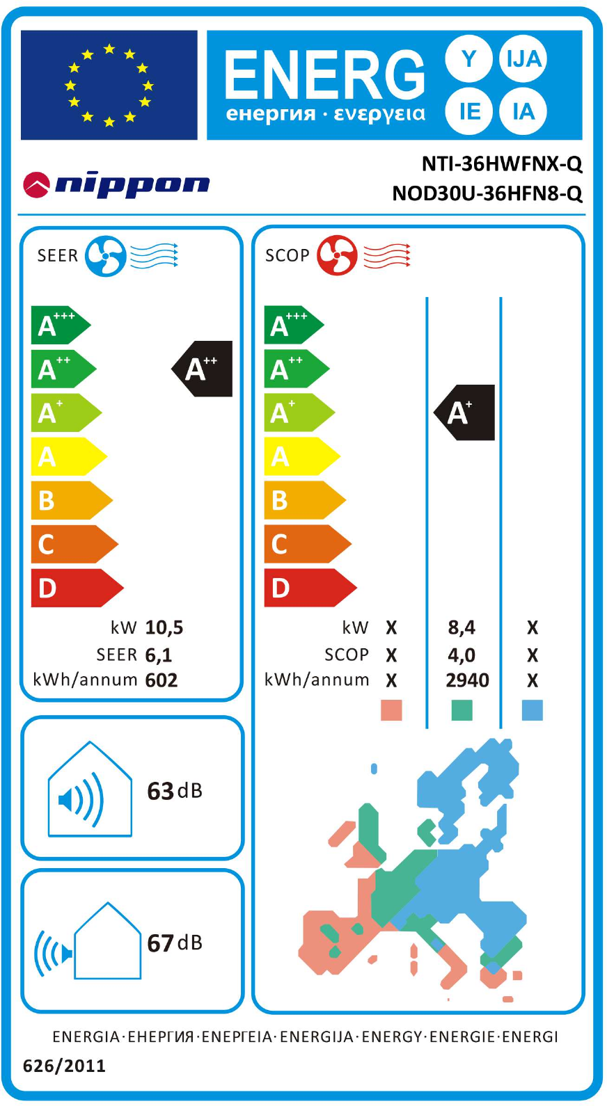 EU Energy Label NTI-36HWFNX-Q /NOD30U-36HFN8-Q (bittel.bg)