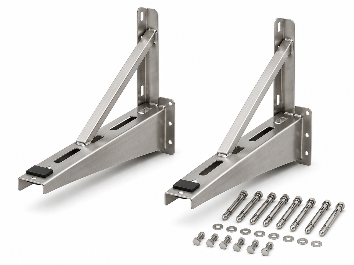 Heat Pump Wall Bracket Stainless Steel Reinforced 900×670×2.5 mm – Set of 2