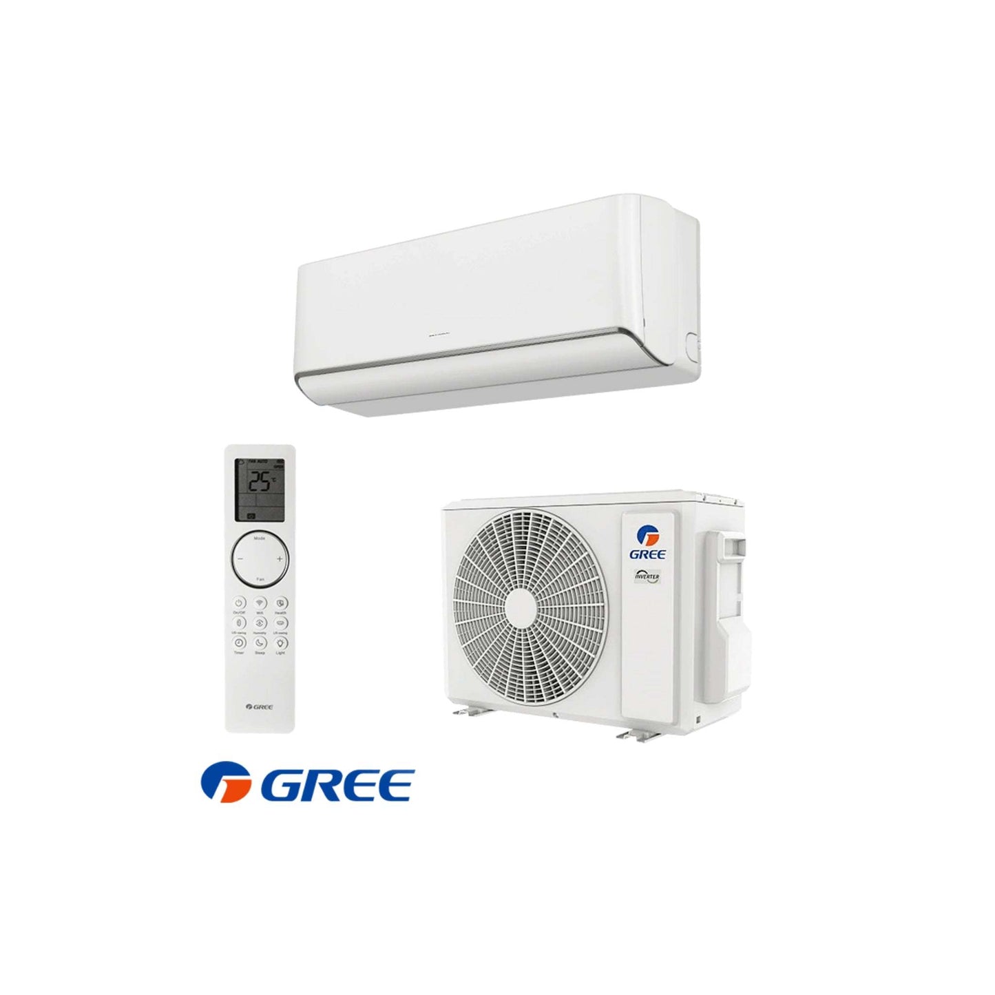 Inverter air conditioner Gree Airy GWH09AVCXB-K6DNA1B with 9000 BTU cooling capacity and Wi-Fi connectivity technical specifications table