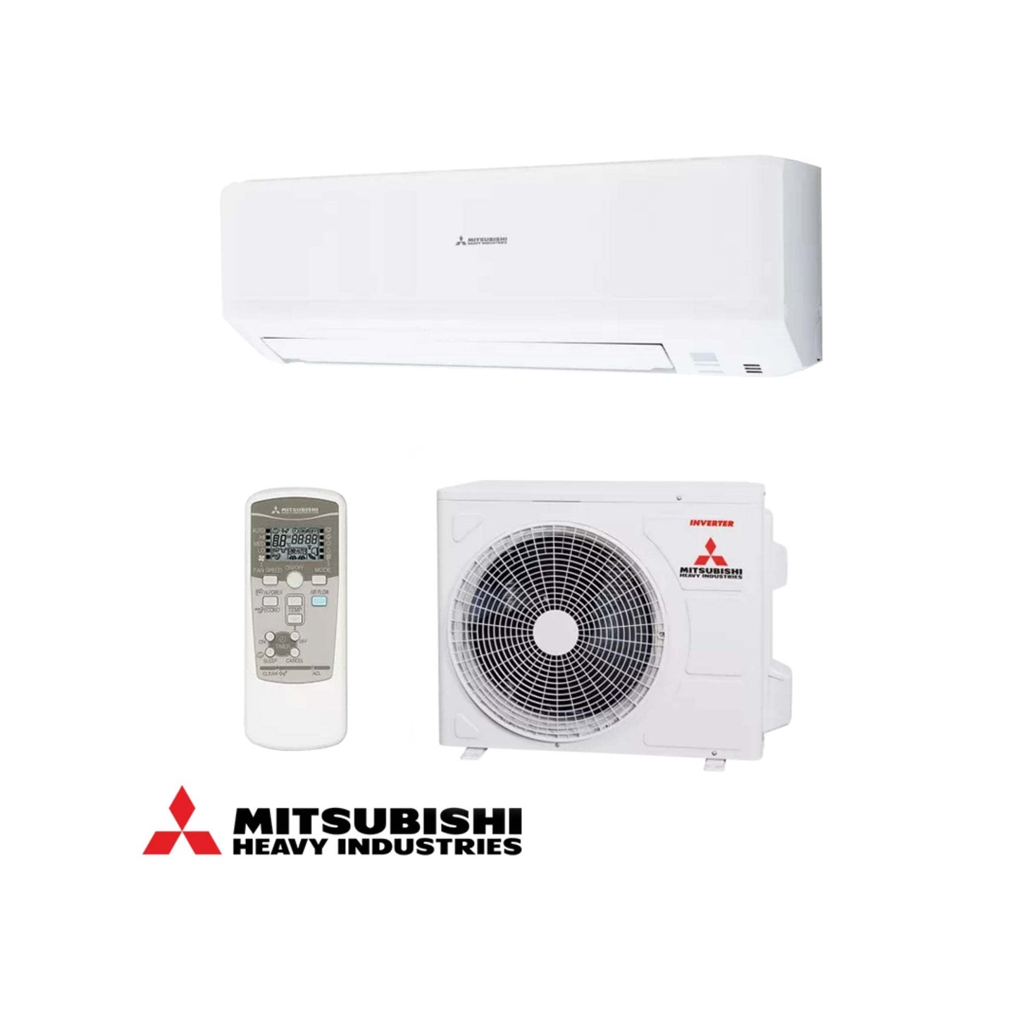 Mitsubishi Heavy Industries 12,000 BTU inverter Klimaanlage with indoor and outdoor units and Fernbedienung