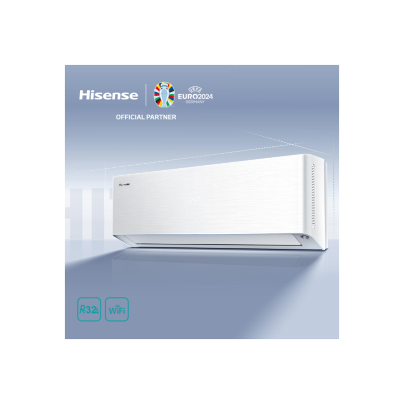 Hisense Energy Pro X inverter air conditioner 12,000 BTU white wall unit with high energy efficiency, R32 refrigerant, and WiFi connectivity.