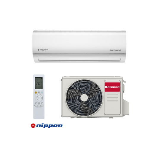 Nippon KFR 09DCB inverter air conditioner with Wi-Fi, 9000 BTU cooling capacity, remote control, and eco powerful technology